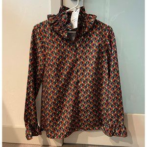 NWT ZARA Ruffled Printed Blouse